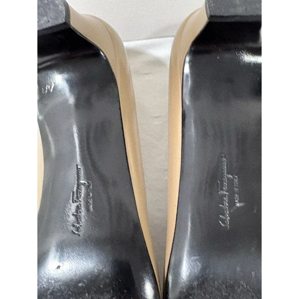 Vintage Salvatore Ferragamo Lizard Cap Toe Kitten Heels Taupe Beige Size 10 4A
